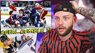 FIRST TIME REACTION TO NHL LINE BRAWLS!  (crazy fights)