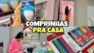 COMPREI UMA LÂMPADA COLORIDA PRO BANHEIRO| COMPREI CANETAS PRA ESTUDO🏠💗🥰