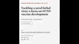 Tackling a novel lethal virus: a focus on H7N9 vaccine development | RTCL.TV