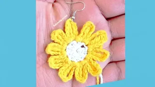 ✨💯Cute crochet earrings tutorial beginners friendly tutorial step by step - crochet flower earring