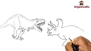 How to draw dinosaurs || Jurassic world dominion || T-rex vs Triceratops drawing || Dinosaur drawing