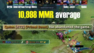Quinn Abandons a 10,998 MMR game after getting first blooded by Bryle