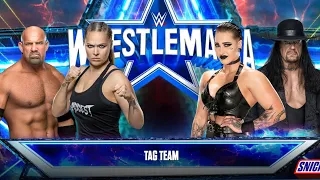 RONDA ROUSEY & GOLDBERG VS RHEA RIPLEY  &  UNDERTAKER