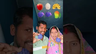 Emoji Eating 5 Fruit 🍎 🍇 🥒 🌽Challenge with Madam #BlueIceApple #mango #shorts #youtubeshorts #viral