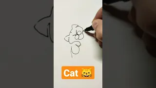 How to Draw a Cat in One Line | Drawing Easy Tutorial #shorts