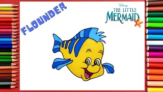 How to Draw Flounder Easy | The Little Mermaid