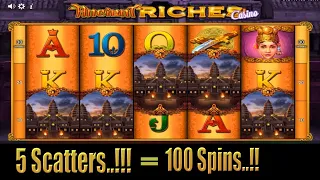 Ancient Riches Casino - Bonus Win - 5 Scatters=100 Spins