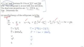 Exergy R134a Given T and P