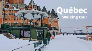 Quebec city Christmas market🎄| Fairemont Le Château Frontenac | Walking Tour 2023 [UHD]