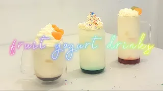 Fruit yogurt drink | 🍓 🍃 🫐 #yogurt #2024 #recipe #tiktok #drinks #easy #delicious