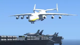 GTA 5 - Landing WORLD'S LARGEST PLANE on Aircraft Carrier! (Antonov An-225)