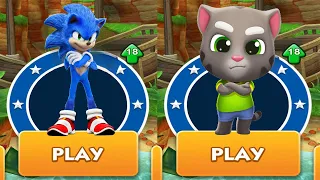 Sonic Dash vs Talking Tom Gold Run - Movie Sonic vs All Bosses Zazz & Dr.Eggman Android Gameplay