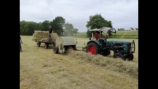 Heu 2022 erster Schnitt mit Hanomag, Fendt und Claas Bubi