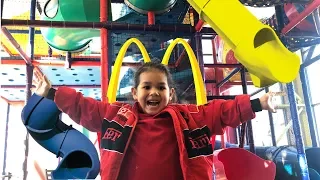 Playing at Mcdonalds indoor playground slides