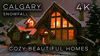 【4K】Calgary Beautiful Homes |Snow Walk in stunning Neighbourhood #snowfall #calgary #alberta #canada