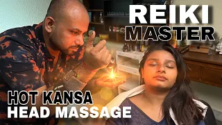 Reiki Master Hot Kansa head massage, neck massage for neck pain relief  💈Indian Barber 💈ASMR RelaX