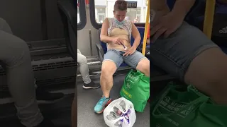 woman shaving her pubes on the bus