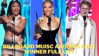 BILLBOARD MUSIC AWARDS 2022 WINNERS & NOMINEES FULL LIST