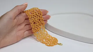 Фриволите иглой. Кружевной браслет / Needle tatting. Lace bracelet