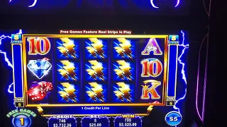 Thunder Cash High Limit $5 slot jackpots 2 Retriggers super rare  feature  hand pay chasing jackpots