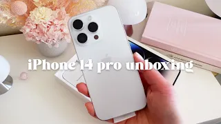 iPhone 14 Pro UNBOXING Silver | setup + camera tips! asmr,  aesthetic