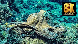 Watch octopus hunting/8k World #8kvideo #60fps #underwater