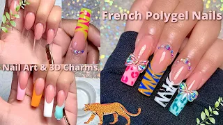 FRENCH POLYGEL NAILS NAIL ART & 3D CHARMS | NAIL TUTORIAL