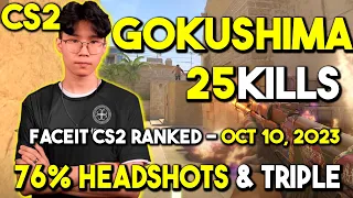 gokushima 25Kills on Mirage - 76% Headshots & Triple Kill - FACEIT CS2 RANKED - Oct 10, 2023