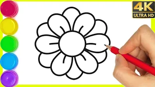 How to draw easy rainbow flower drawing step by step drawing || Drawing flower drawings easy by Arya