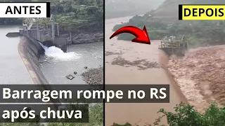 Inundação faz barragem romper no Rio Grande do Sul I Fotos  da Usina 14 de Julho rompimento parcial
