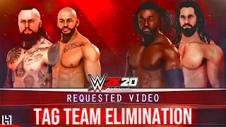 WWE 2K20 Ricochet Aleister Black vs Seth Rollins Kofi Kingston Tag Team ELIMINATION Match Gameplay