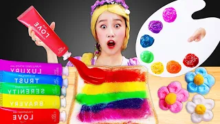 🌈Rapunzel's rainbow color jam Mukbang🌈라푼젤의 무지개 잼 먹방 JiniYum 지니얌