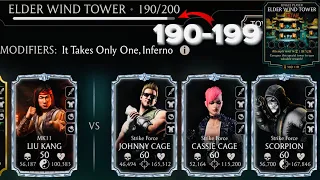 Fatal Elder Wind Tower Hard Battle 190-199 Fight + Reward MK Mobile | MK11 Liu Kang