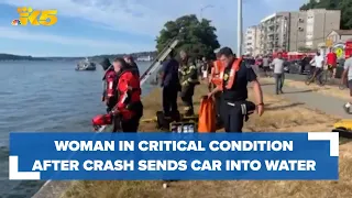 Person in critical condition after an accident sent their car into the water near Alki Beach
