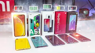 КТО ДОЛЬШЕ #1 🔋 iPhone XR, Redmi Note 9 Pro, Samsung Galaxy A51, Redmi Note 8 Pro, Xiaomi Mi 9T