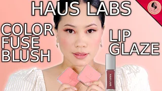 HAUS LABS COLOR FUSE BLUSH POWDER & PHD HYBRID LIP GLAZE | French Rosette, Pomelo Peach, Guava