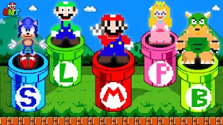 Can Mario collect Custom Pipes All Characters in Mario and Sonic in Super Mario Bros |Game Animation