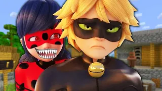 LADYBUG CAPTURED CAT NOIR in MINECRAFT NOOB vs PRO vs HACKER vs GOD MONSTER SCHOOL 100% animation