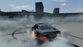 Mercedes SL65 does burnout and ignites its tires (Fire in Assetto Corsa!)