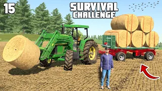 ULTRA LOW COST WINDROWER SAVES THE DAY! | Survival Challenge | Farming Simulator 22 - EP 15