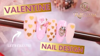 3D Roses & Matte Gold Hearts- Valentine Nail Art Tutorial |RED IGUANA|