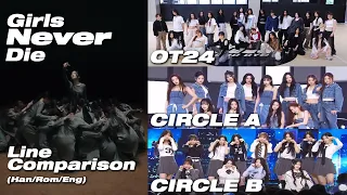 tripleS (트리플에스) 'Girls Never Die' Line Comparison (OT24 vs Circle A vs Circle B) Han/Rom/Eng