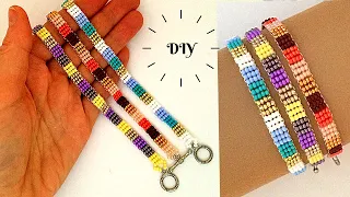 You can make this beading pattern in 10 minutes. Seed beads bracelet tutorial.