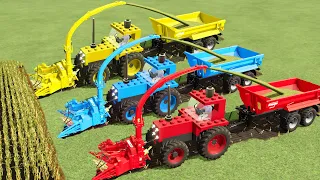 Lego Of Colors! Making Corn Chaff with COLORED LEGO TRACTORS! Farming Simulator 22