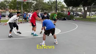 MANNY PACQUIAO SONS MICHALE & JIMUEL GOT SKILLS ON BASKETBALL COURT - SONG MICHALE BARS -PACMAN