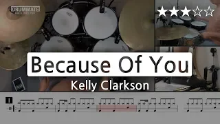 [Lv.14] Because Of You - Kelly Clarkson  (★★★☆☆) Pop Drum Cover Score book Sheet Lessons Tutorial