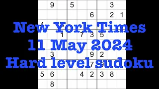 Sudoku solution – New York Times 11 May 2024 Hard level sudoku