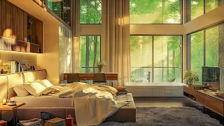 Serene Spring Morning in Luxury Forest Apartment with Relaxing Jazz | Piano Music for Work & Study