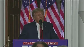 Trump speaks to crowd following not guilty plea