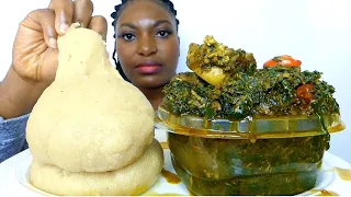 Asmr mukbang afang soup with cassava fufu